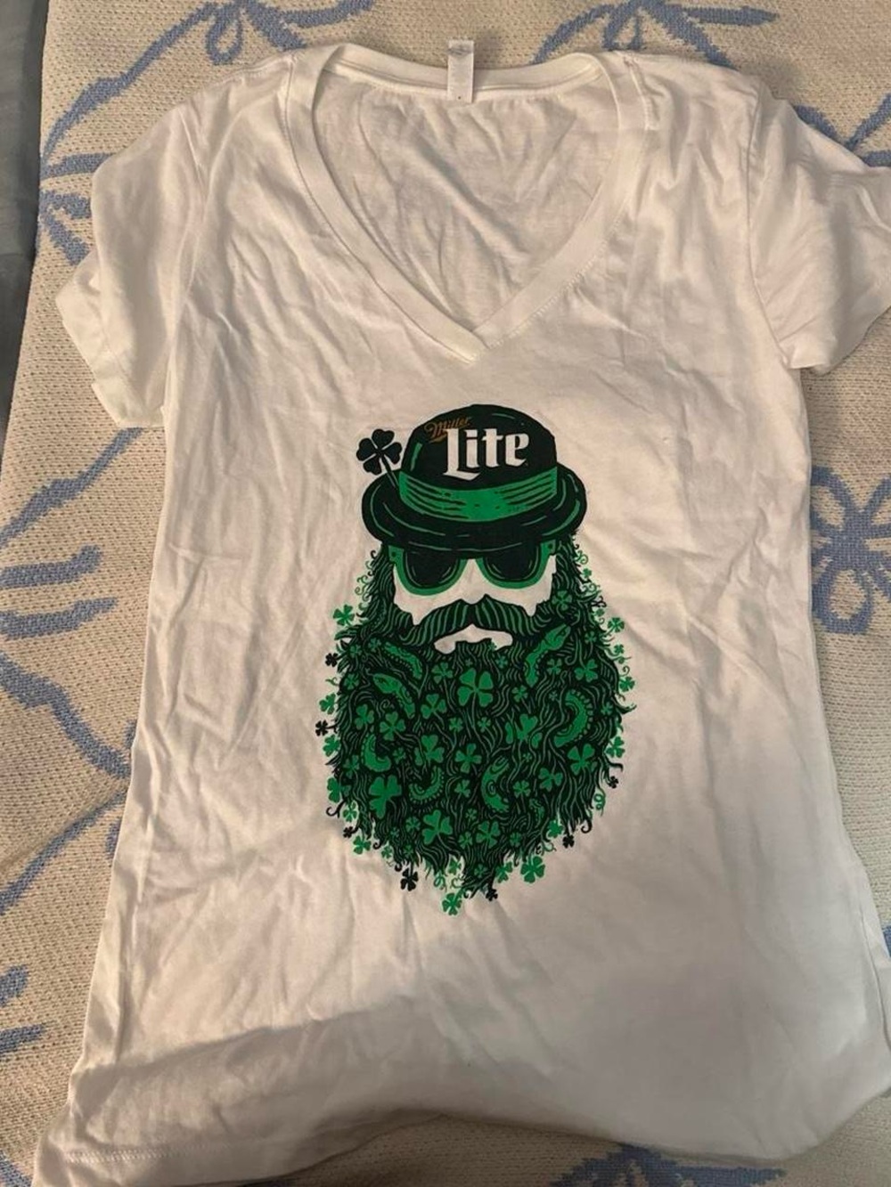 Miller Lite St. Patrick's Day Beard Graphic Tee - White & Green